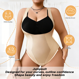 En gros Marque privée Body sculptant en jersey pour femme grande taille, entrejambe <span class=keywords><strong>ouvert</strong></span>, effet ventre plat, rehaussement des fesses, soutien dorsal, respirant - Product Image 5
