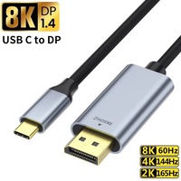 Câble USB3.1 Type C vers DP, prend en charge la sortie vidéo UHD 8K 60Hz, plusieurs longueurs 1-3M pour ordinateurs portables de type C et appareils compatibles USB C