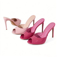Sandales d'été pour femmes à bout ouvert avec dessus en polyuréthane anti-bruit, talons aiguilles de 6 à 8 cm pour une longue tenue debout confortable