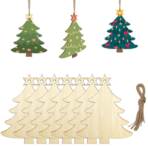 เครื่องประดับต้นคริสต์มาสไม้ขนาดเล็กแบบแขวนพร้อมเชือกสำหรับงานฝีมือ DIY และตกแต่งต้นคริสต์มาสในเทศกาล - Product Image 1