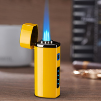 Briquet à gaz butane rechargeable en métal coupe-vent, à 3 flammes, pour cigarettes, barbecue, bougies, avec perforateur à cigares – Vente chaude