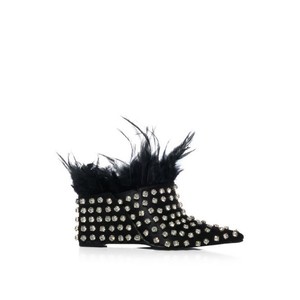 ขายร้อนผู้หญิง Feather ลิ่มล่อสุภาพสตรีชี้ Toe Rhinestone Studded ออกแบบลิ่มส้นรองเท้าแตะล่อ - Product Image 2