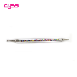 Lot de 5 outils de nail art double usage avec manche en acrylique perlé coloré, stylos de manucure dans un sac en PVC pour salon - Product Image 5