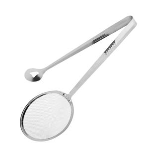 Cuillère passoire en acier inoxydable pour filtrer l'huile des aliments frits, outil de cuisine domestique avec filet et clip - Product Image 1
