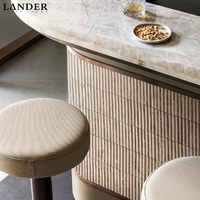 Tuile de mosaïque en marbre 3D Lander Stone série convexe cannelée marbre pour salle de bain cuisine travertin cannelé 3D mosaïque Tuile de marbre