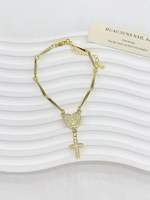 Bracelet ajustable en cuivre avec mini-breloques en émail en forme de crème glacée et perles de verre bleues, vente en gros pour cadeau