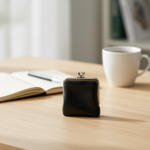 Portamonete in Vera Pelle 10x8.5Cm con Chiusura in Metallo Minimalista Compatto Unisex per Uso Quotidiano - Product Image 3