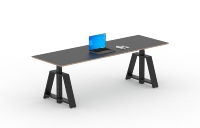 Bureau de direction réglable en hauteur, bureau moderne pour manager, bureau debout avec pieds en A noirs