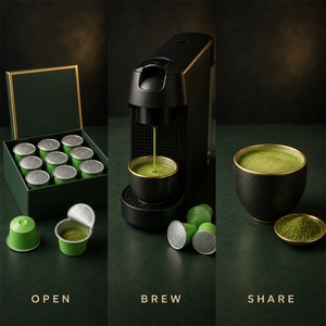 Capsules de matcha aromatisées artisanales compatibles avec les machines Nespresso originales, thé en dosettes individuelles biologique et sain - Product Image 1