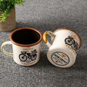 Wholesale 12oz Outdoor Portable Metal <strong>Tin</strong> Camp <strong>Mug</strong> Custom Logo Enamel Coffee <strong>Mug</strong> Rolled Rim Lid Dishwasher Microwave Safe 350ml - Product Image 4