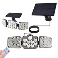 3 lampes solaires à têtes réglables avec panneau solaire séparé, applique murale solaire, lumière d'extérieur à détection de mouvement pour cour