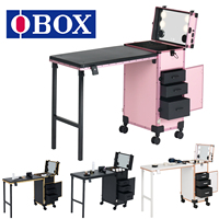 Table à ongles portable OBOX avec Bluetooth et rangement, station de manucure pliable pour salon et usage domestique, 3 lumières réglables
