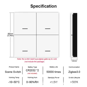 12 장면 ZigBee Tuya 무선 원격 제어 스마트 스위치 4 갱 벽 스마트 홈 자동화