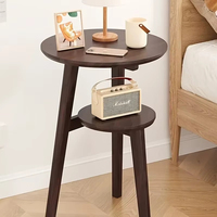 Table basse ronde à double niveau en bois de bambou, finition laquée mobile, meubles de salon durables et faciles à nettoyer