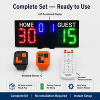 Tableau de score de tennis LED 48x18x2.3cm, caractères de 3 pouces, luminosité 3000cd, son 90dB, 1020g, charge USB Type-C, portable