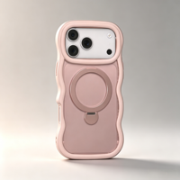 Coque Mignonne à Bords Ondulés avec Anneau Rotatif à 360° Antichoc en TPU+PC pour iPhone 18/17/15 Pro Max – Vente en Gros, Logo Personnalisé OEM