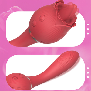 هزاز على شكل وردة مع لسان للعق، مصنوع من السيليكون لتحفيز البظر، مقاوم للماء، قضيب اصطناعي لنقطة G، ألعاب جنسية للنساء للاستمناء - Product Image 2