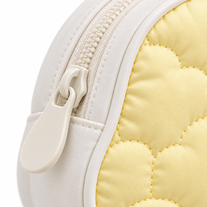 Makeup Bag Cloud Shape Puffy Quilted <b>Mini</b> Travel Wash <b>Pouch</b> Cream Yellow Single Layer Zipper Custom Logo - Product Image 2