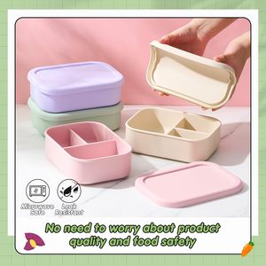 Recipientes Apilables Cuadrados Modernos de Silicona para Almuerzo, Libres de BPA, con Tapas para Conservar la Frescura, Portátiles, para Niños Pequeños - Product Image 3