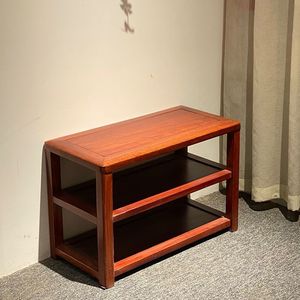 African Rosewood Multi Functional Shoe Rack Double Layer Storage Shelf Home Entryway Stool Study Room Organizer - Product Image 3