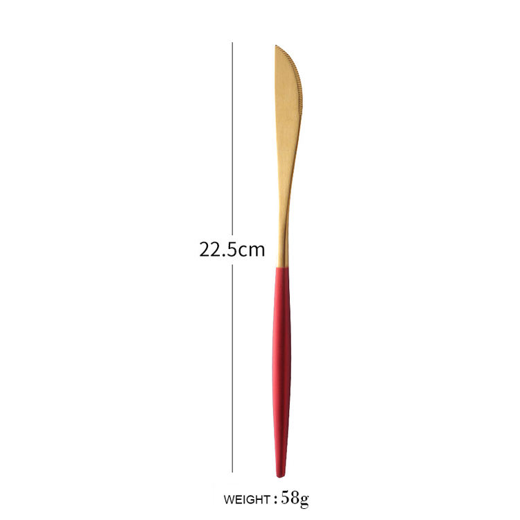 Dinner knife red gold