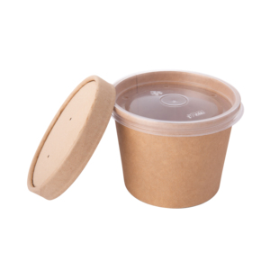 Ciotola di Carta Personalizzata Bianca Rivestita per Alimenti con Stampa CMYK e Coperchio Trasparente per Gelato - Product Image 6