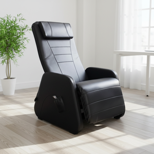 Poltrona Reclinabile Manuale <span class=keywords><strong>in</strong></span> <span class=keywords><strong>Tessuto</strong></span> Effetto Pelle Nera a Gravità Zero, Design Moderno con Funzione Estensibile, Telaio <span class=keywords><strong>in</strong></span> Metallo, Stile Regolabile - Product Image 1