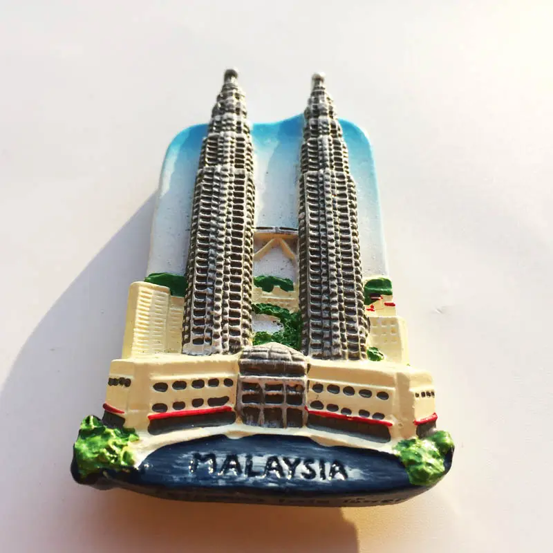 Malaisie Twin Towers Design haute qualité réfrigérateur coller résine artisanat Souvenir décoration de la maison réfrigérateur aimant