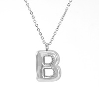 Collar con Colgante de Letra del Alfabeto, Diseño Hueco, Acero Inoxidable Impermeable, Joyería para Mujer