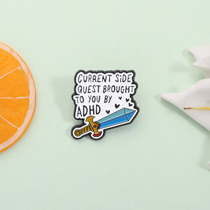 ADHD ve kılıç emaye Pin komik akım yan Quest tema broş yaka rozeti takı hediye arkadaşlar için stok toptan - Product Image 2