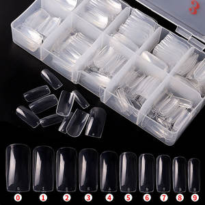 <span class=keywords><strong>Professionnel</strong></span> ABS Couverture Complète et Demi-Couverture Français Nail Art Pointes d'Ongles Artificielles dans des Capsules Acryliques Transparentes pour les Doigts - Product Image 3