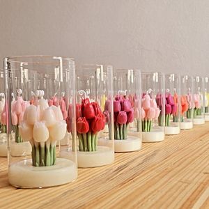 Bouquet en verre de cloche de soja de mini chauffe-plat écologique cadeaux de douche de bébé Bouquet de champ de soja bougeoir bougie parfumée de tulipe - Product Image 2