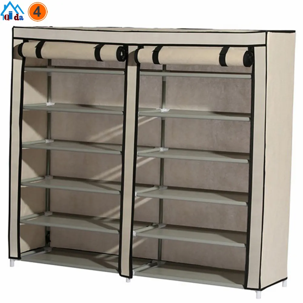 50 Paar tragbare Stoff Schuh regal Organizer Schrank für Store Stahl Doppels chicht Schuhe faltbare Matel Regal für Zuhause modern