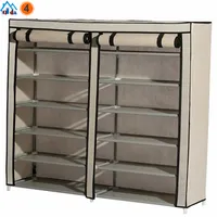 Portable Fabric Shoe Rack Organizer Cabinet for Store Steel Double Layer Shoes Foldable Matel Shelf for Home Modern 50 Pair