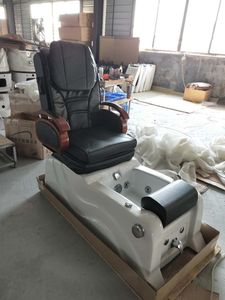 Fauteuil de pédicure inclinable rose en PU, système de jets sans tuyau avec massage chauffant et lampe LED 7 couleurs pour salon de manucure - Product Image 5