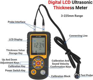 Medidor de Espesor Ultrasónico HT-1200 con Pantalla LCD Digital, Herramienta de Medición con Rango de 2-300 mm - Product Image 3