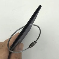 Tag Bagasi Kulit PU Hitam Custom dengan Loop Kawat Baja, Logo Debossed Custom, Penutup Privasi, Tag ID Koper