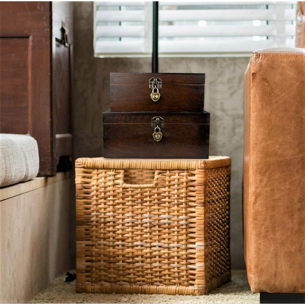 Boîte De Rangement en bois avec Serrure et Clés Décoratifs Boîtes à Souvenirs En Bois Coffre Au Trésor Bijoux Bibelots