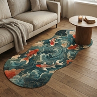 Tapis d'appoint motif vague de poissons Koi japonais pour salon, décoration d'intérieur de style asiatique