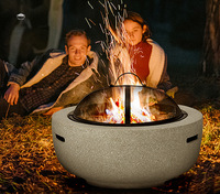 Table de foyer ronde en ciment, barbecue au gaz et au charbon de bois, utilisation en fête, camping en plein air, grands foyers