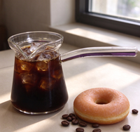 Cafetière turque en verre transparent avec poignée latérale, Cezve conique en borosilicate résistant à la chaleur pour la maison et le café