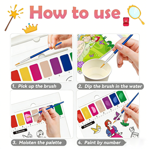 Libro de Pintura de Acuarelas Educativo Personalizado <span class=keywords><strong>para</strong></span> Niños, Álbum de la Serie Princesa <span class=keywords><strong>para</strong></span> Dibujar y <span class=keywords><strong>Colorear</strong></span>, Tabla de <span class=keywords><strong>Colorear</strong></span> Segura y No Tóxica - Product Image 3