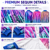 Veste bomber à paillettes pour filles, manteau scintillant pour spectacle de danse, tenue de scène pour enfants, veste zippée à paillettes pour fête