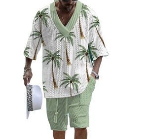 New Jacquard <strong>T</strong>-<strong>Shirt</strong> V-Neck S Rts Cover for Men <strong>3D</strong> Printed Sport Large Size Casual Style Breathable Knitted Weaving for Summer - Product Image 1