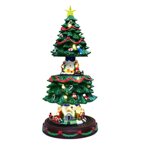 Aldea Animada de Plástico con Árbol de Navidad que Sube y Baja y Tren Giratorio con Luz LED y Música Decoración Navideña - Product Image 6