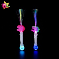 Nouveau produit 2025 jouets les plus populaires allument la baguette à Fiber optique de dinosaure avec des animaux en plastique vert brun jouet Led jouets