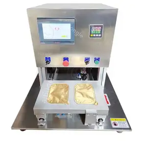 Juice Filling Automatic For Plastic Aluminum Foil Cup Sealer Skin Thermoforming Tray Sealing Machine 4 Cups
