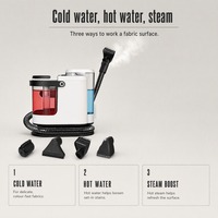 Machine commerciale de nettoyage de tissus et de tapis 3-en-1, réservoir propre de 1300ml, lavage à l'eau chaude et à la vapeur, puissance d'aspiration de 1200W 13KPa