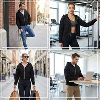 Hoodie Zip-up Crop Drop Shoulder dengan Logo Custom, Warna Hitam, Bahan Tebal, Gaya Streetwear, untuk Grosir Pasar Global