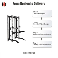 Barre de guidage intégrée avec bras de sécurité, crochets réglables, cadre ouvert, machine de musculation commerciale, rack de squat Smith